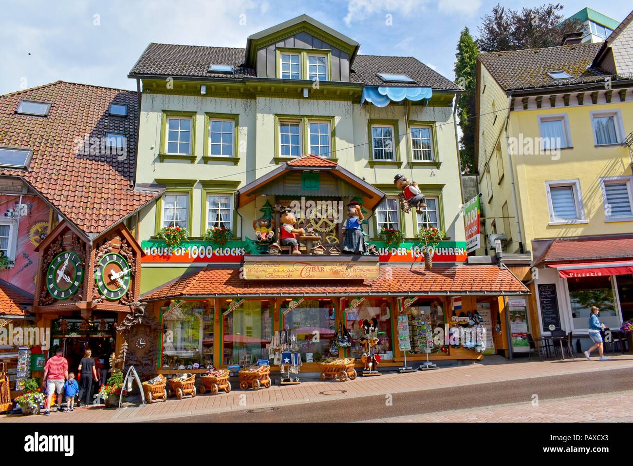 Triberg, Schwarzwald-Baar District, Germany - July 16, 2018: House of 1000 clocks, souvenir shop in the heart of Triberg. Stock Photo