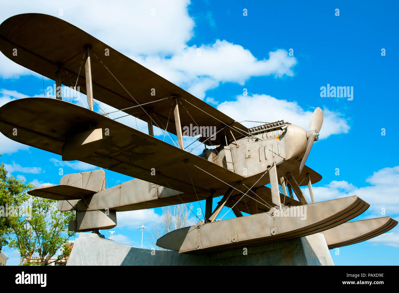 Seaplane Statue - Lisbon - Portugal Stock Photo