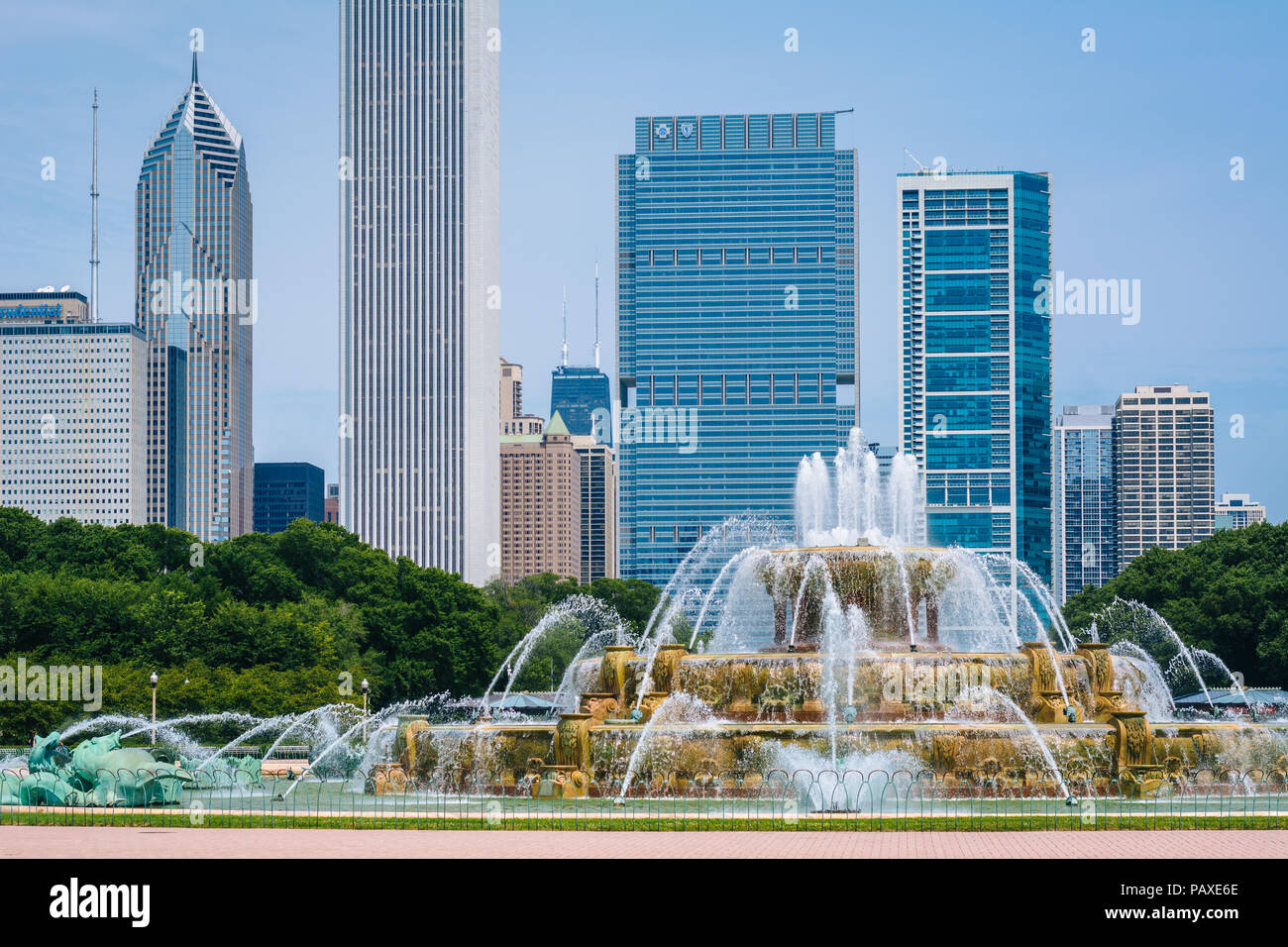 The Buckingham Fountain, in Grant Park, Chicago, Illinois Stock Photo