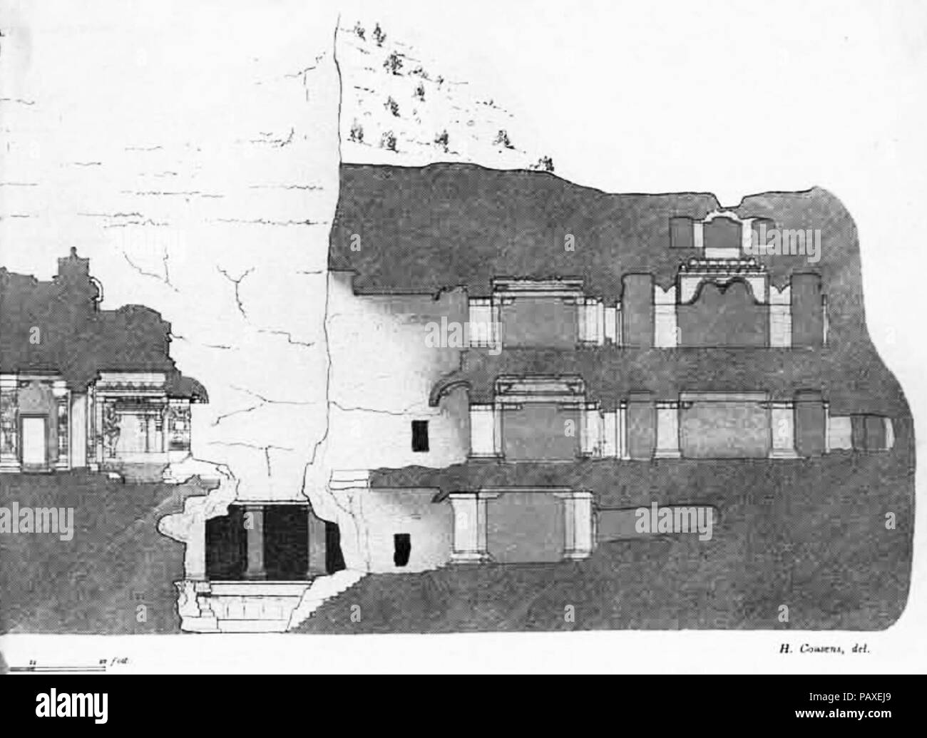 A transverse section of the Kailasha temple Cave 16 Ellora showing ...