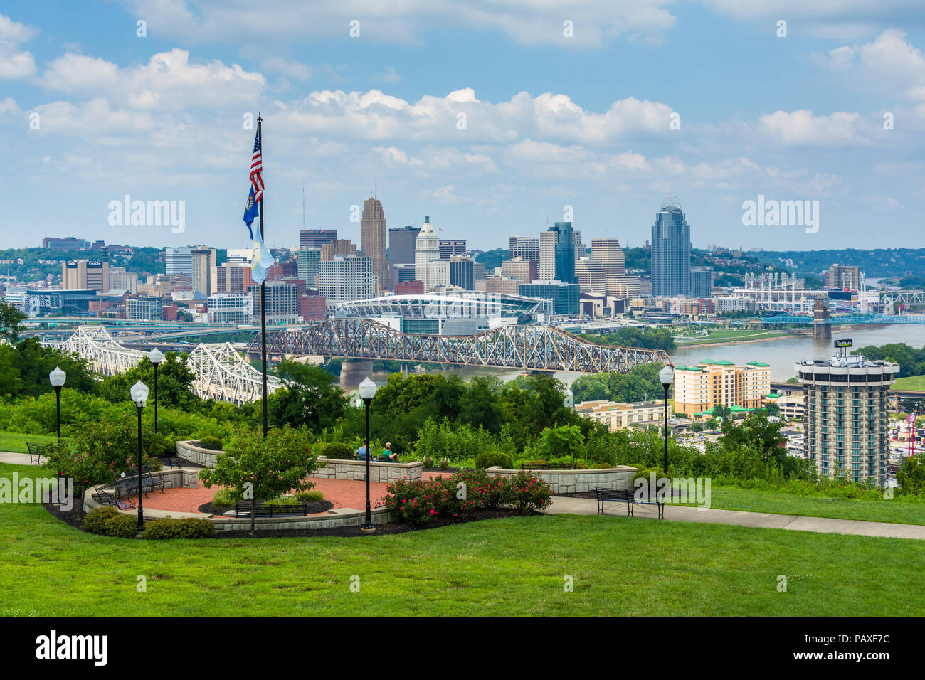 View of Cincinnati, from Devou Park in Covington, Kentucky Stock Photo