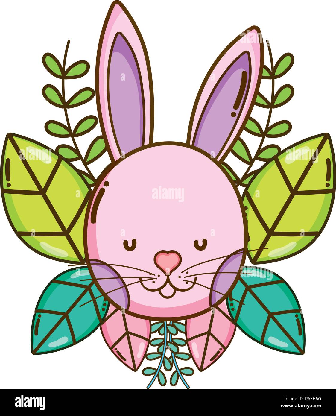 rabbit head with exotic branches and leaves Stock Vector Image & Art ...
