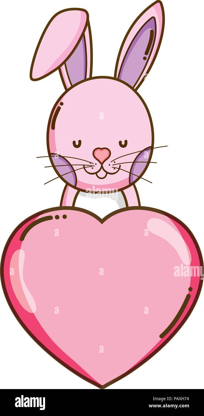 cute rabbit with heart love sign Stock Vector Image & Art - Alamy
