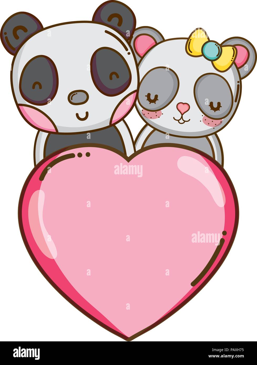 panda couple with heart love sign Stock Vector Image & Art - Alamy