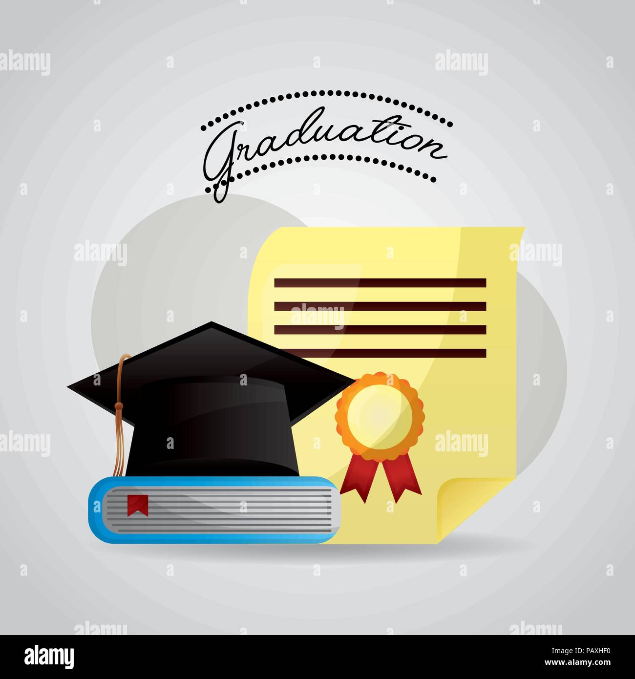 school graduation hat book certificate vector illustration Stock Vector ...