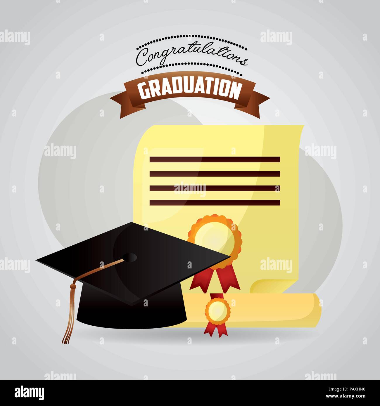 congratulations graduation parchment paper and hat vector illustration
