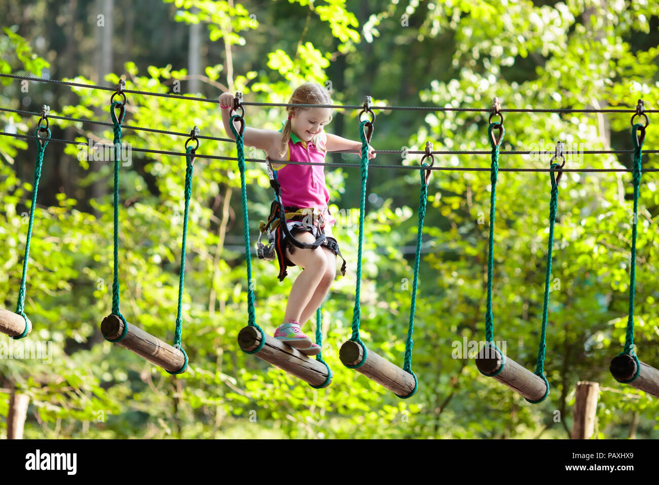 Children climbing tree in forest hires stock photography and images