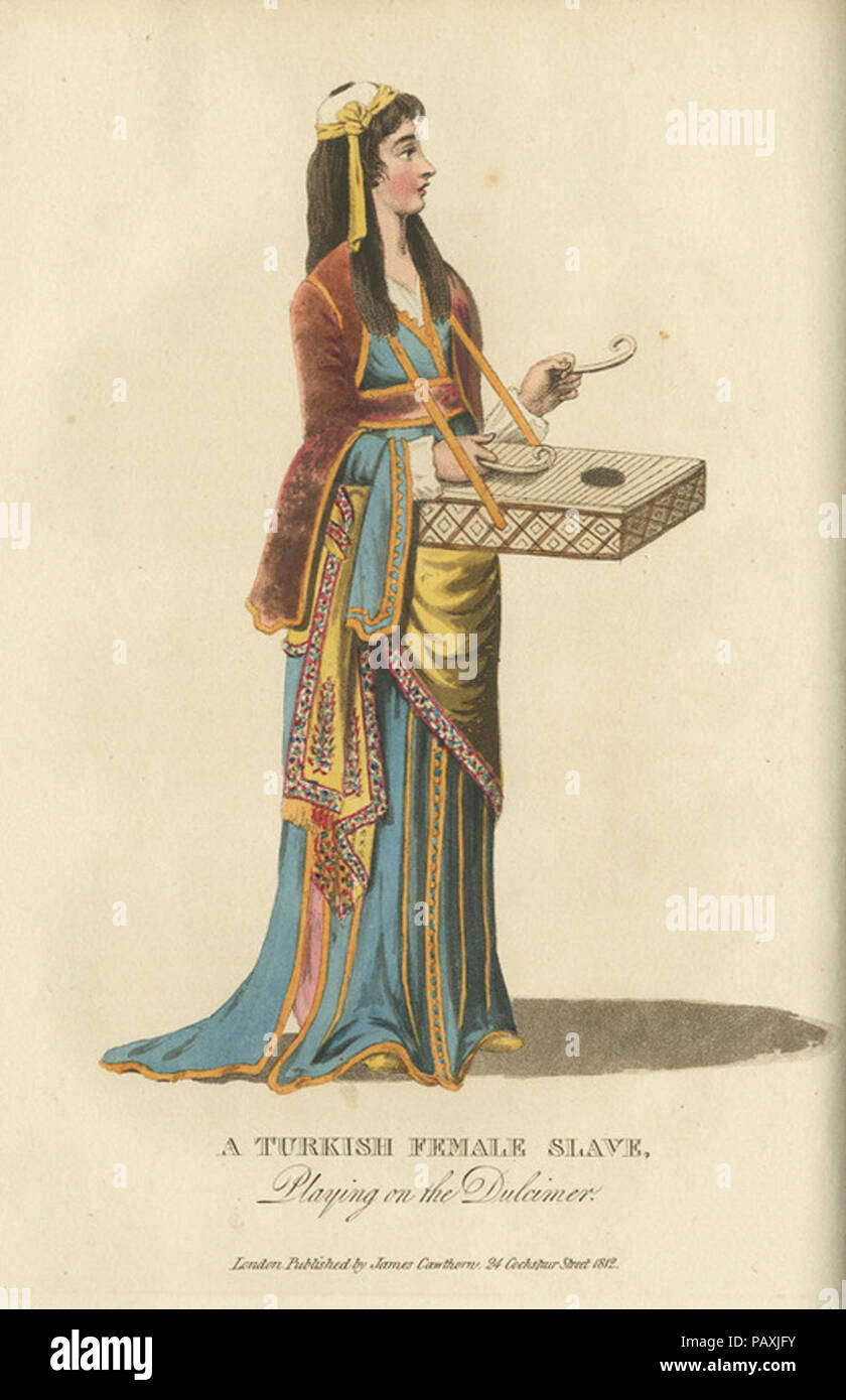 A Turkish female slave playing at the Dulcimer - Hobhouse John Cam Lord Broughton - 1813. Stock Photo