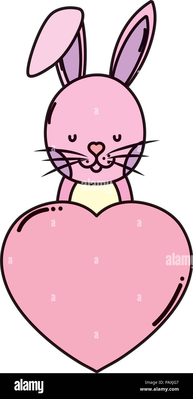 color cute rabbit with heart love sign Stock Vector Image & Art - Alamy