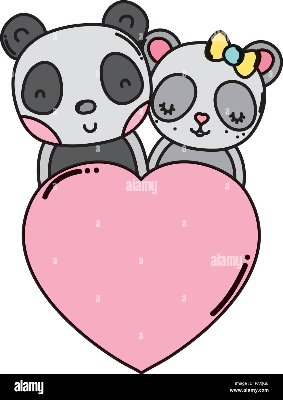 panda couple with heart love sign Stock Vector Image & Art - Alamy