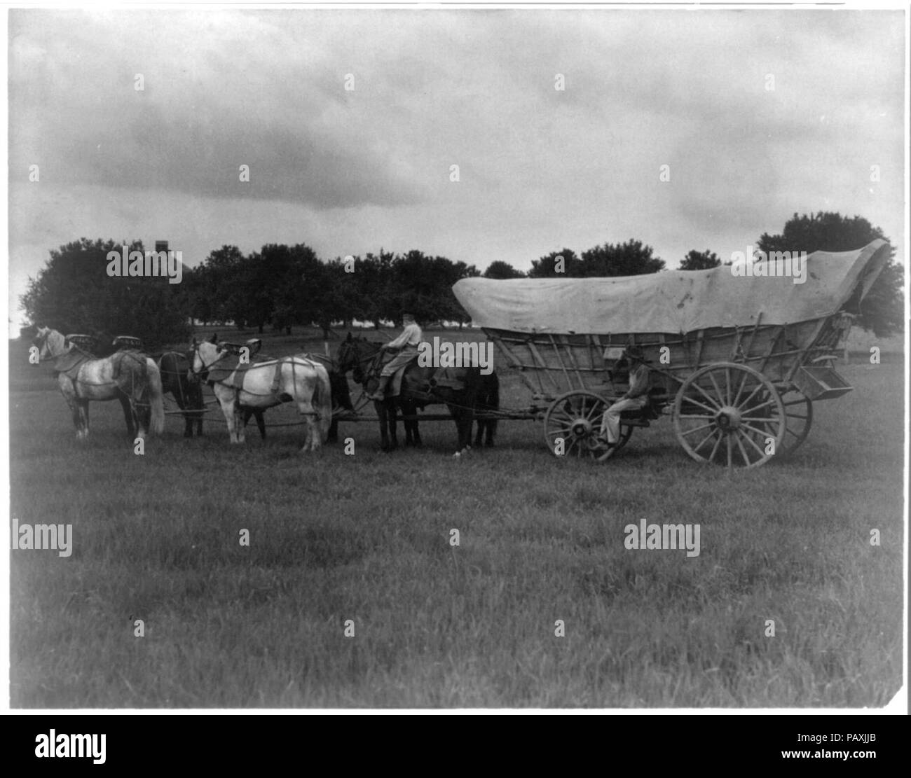 A Turnpike Schooner. This conestoga wagon was used for carrying freight on the National Pike Stock Photo