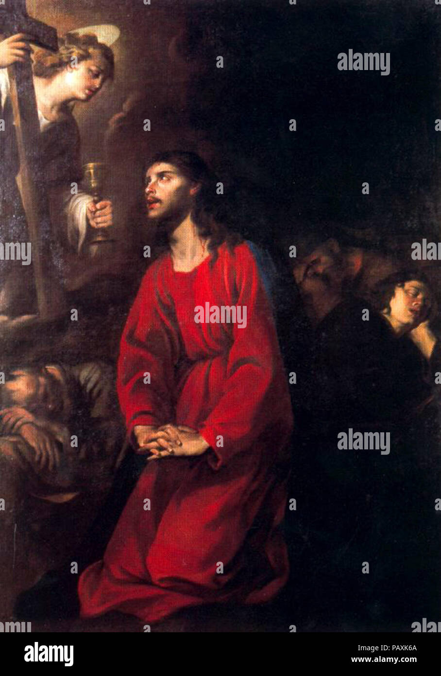 A Vaccaro Jesús en el Huerto de Getsemaní 1660. Óleo sobre lienzo. 174,5 x 125 cm. Abadía de Montserrat. Stock Photo