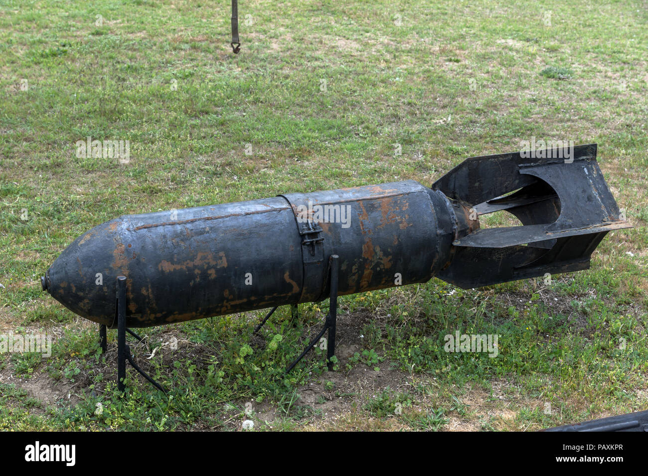 KRUMOVO, PLOVDIV, BULGARIA - 29 APRIL 2017: Aviation bomb in Aviation Museum near Plovdiv Airport, Bulgaria Stock Photo