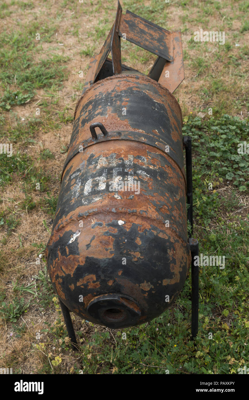 KRUMOVO, PLOVDIV, BULGARIA - 29 APRIL 2017: Aviation bomb in Aviation Museum near Plovdiv Airport, Bulgaria Stock Photo