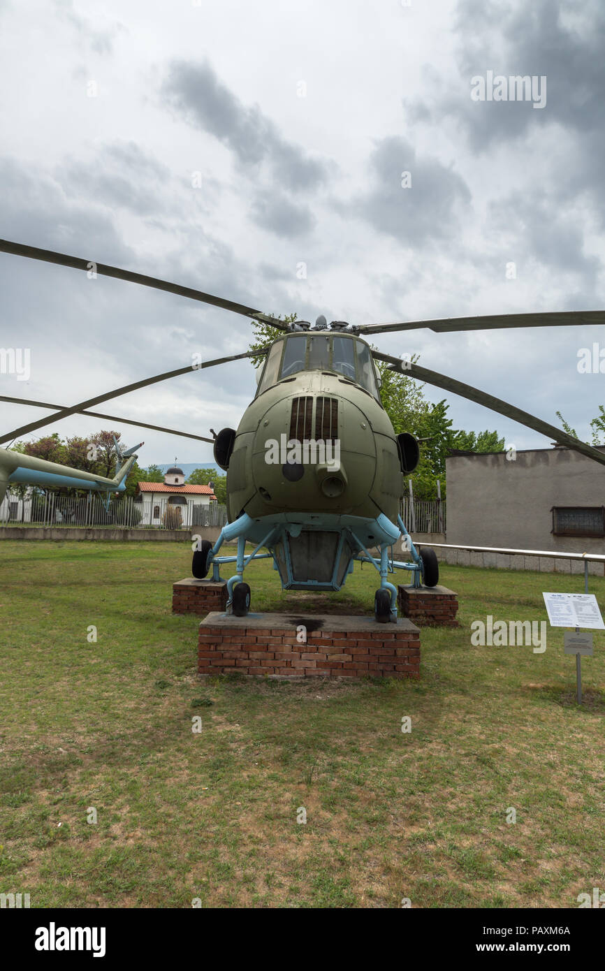 KRUMOVO, PLOVDIV, BULGARIA - 29 APRIL 2017: helicopter Mi 4 in Aviation Museum near Plovdiv Airport, Bulgaria Stock Photo
