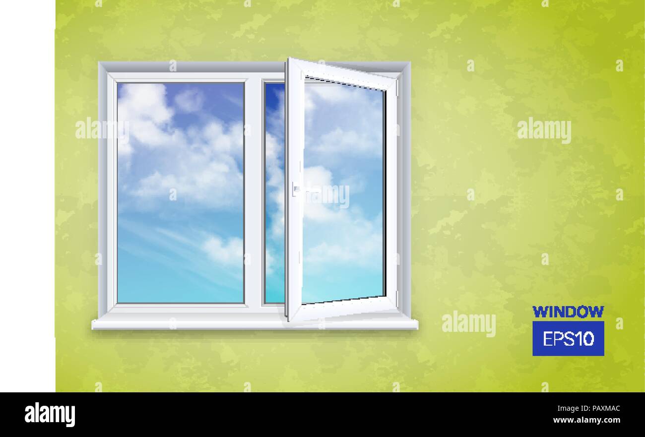 Realistic open plastic window Stock Vector