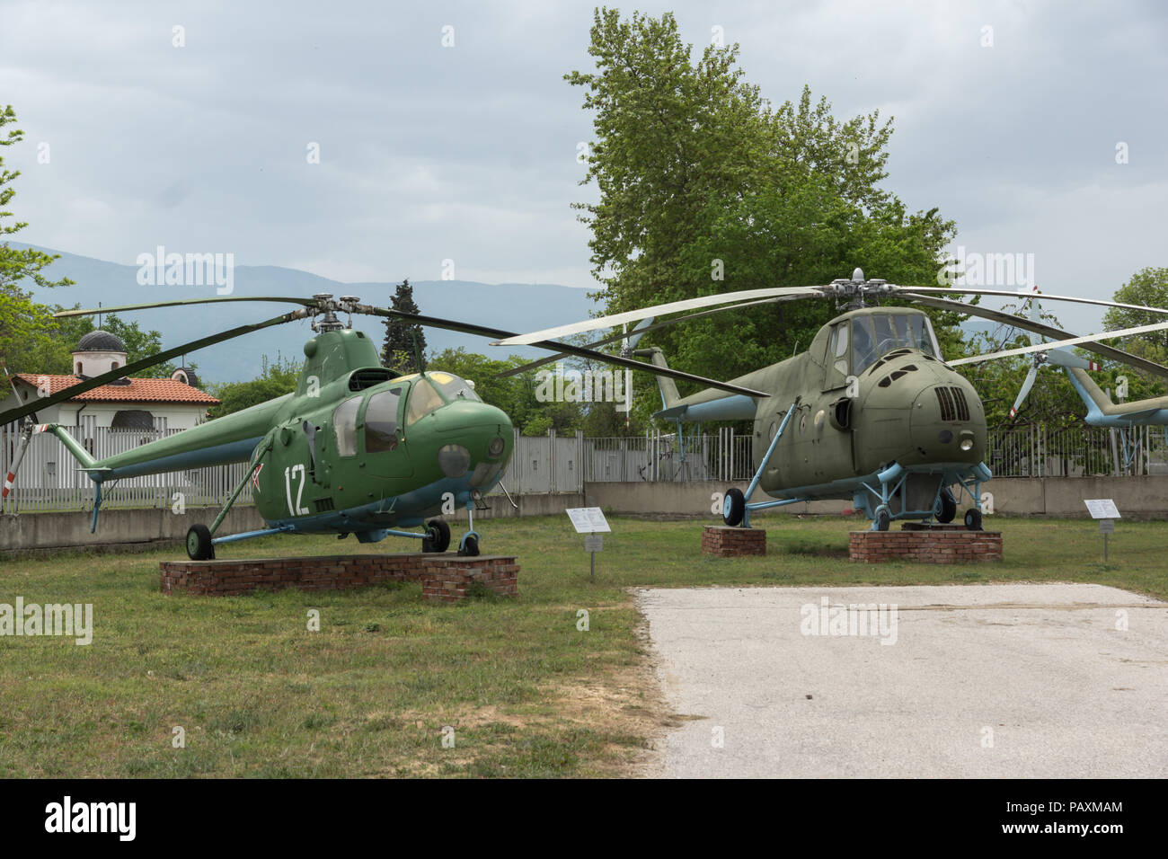 KRUMOVO, PLOVDIV, BULGARIA - 29 APRIL 2017: helicopter Mi 1 in Aviation Museum near Plovdiv Airport, Bulgaria Stock Photo