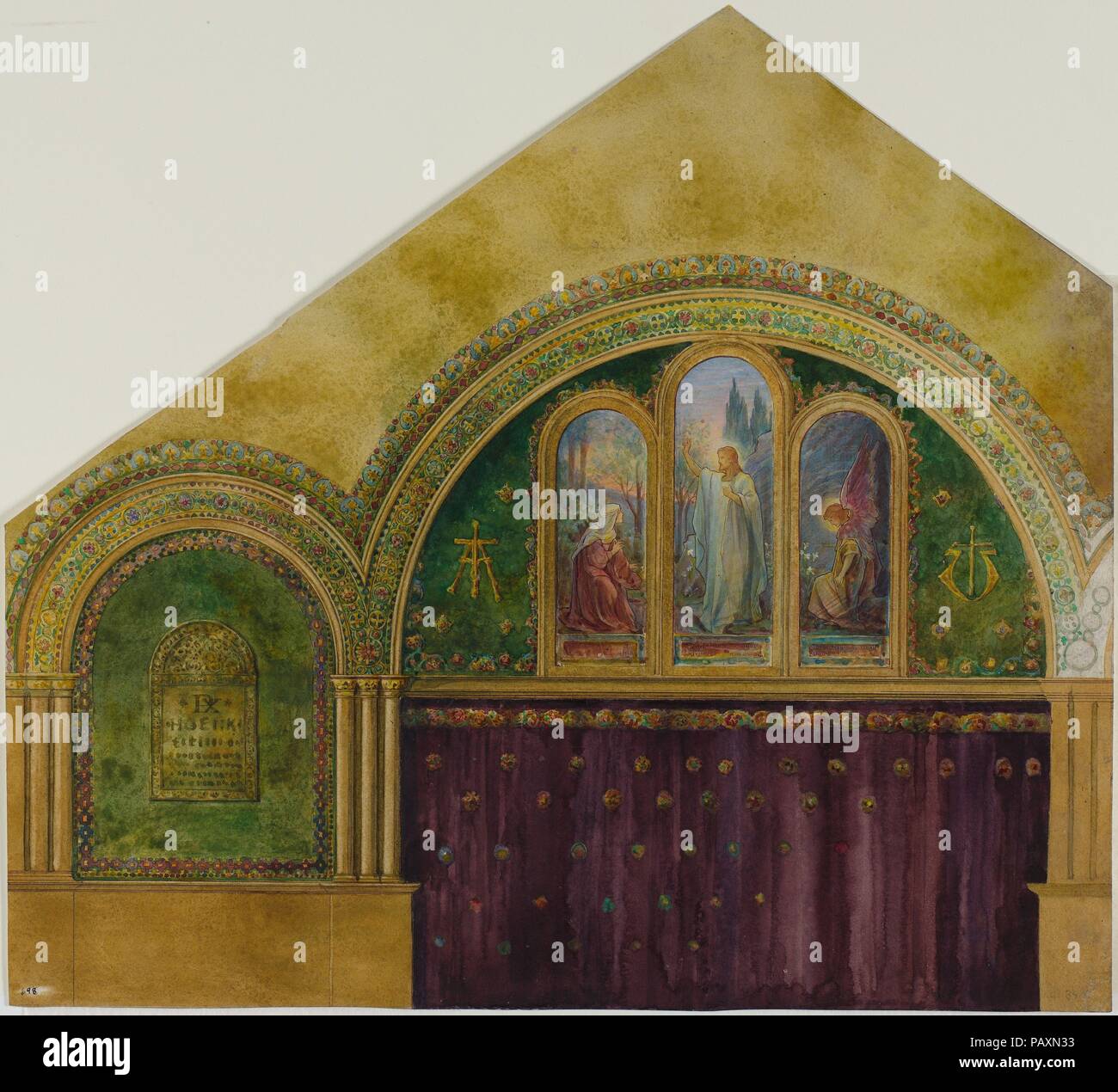 Design For Church Interior With Noli Me Tangere Window Artist Louis Comfort Tiffany American New York 1848 1933 New York Culture American Dimensions Overall 20 7 8 X 20 3 4in 53 X 52 7cm Maker