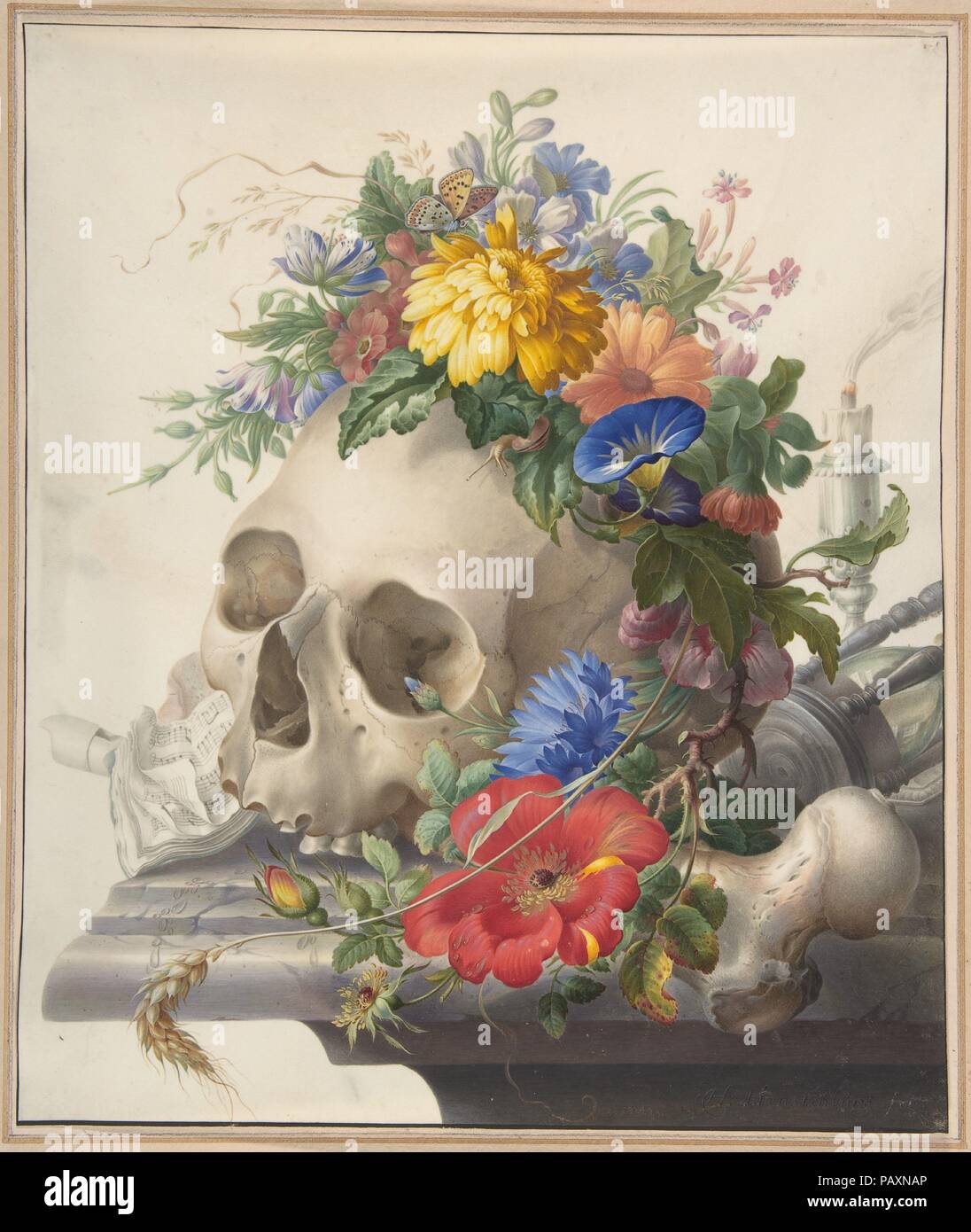 Vanitas Still Life. Artist: Herman Henstenburgh (Dutch, 1667-1726). Dimensions: sheet: 13 x 11 in. (33 x 27.9 cm). Date: n.d.. Museum: Metropolitan Museum of Art, New York, USA. Stock Photo