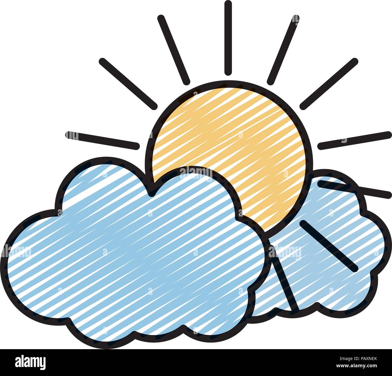 doodle nature sun weather with fluffy clouds Stock Vector Image & Art ...