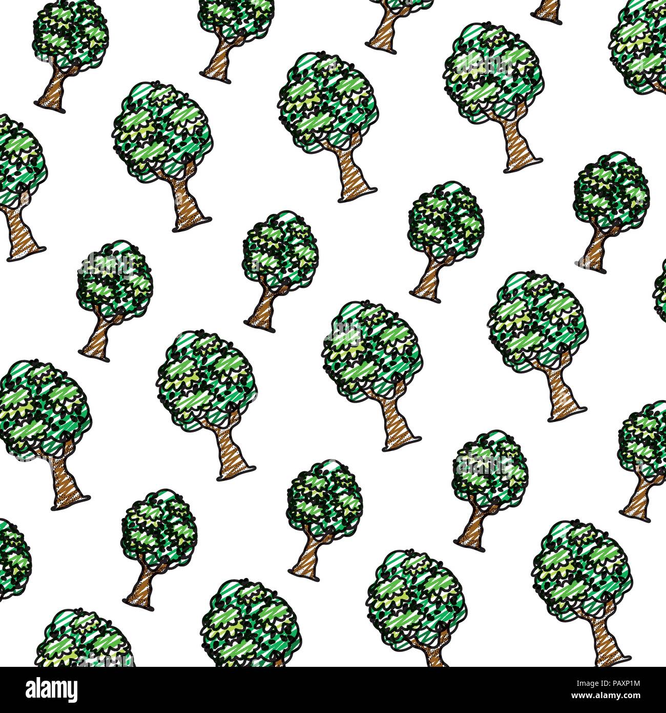 doodle exotic branches tree with leaves background Stock Vector Image