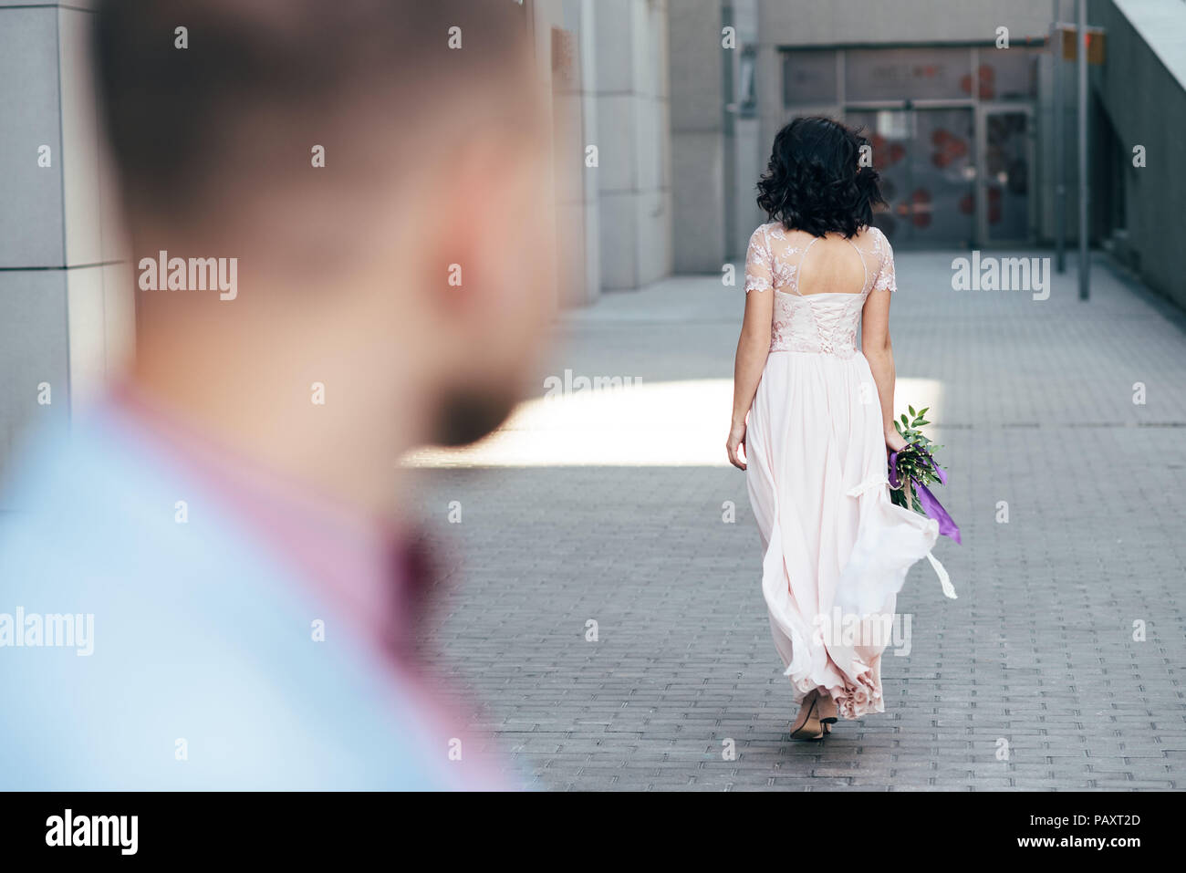 Bride groom walking around city hi-res stock photography and images - Alamy
