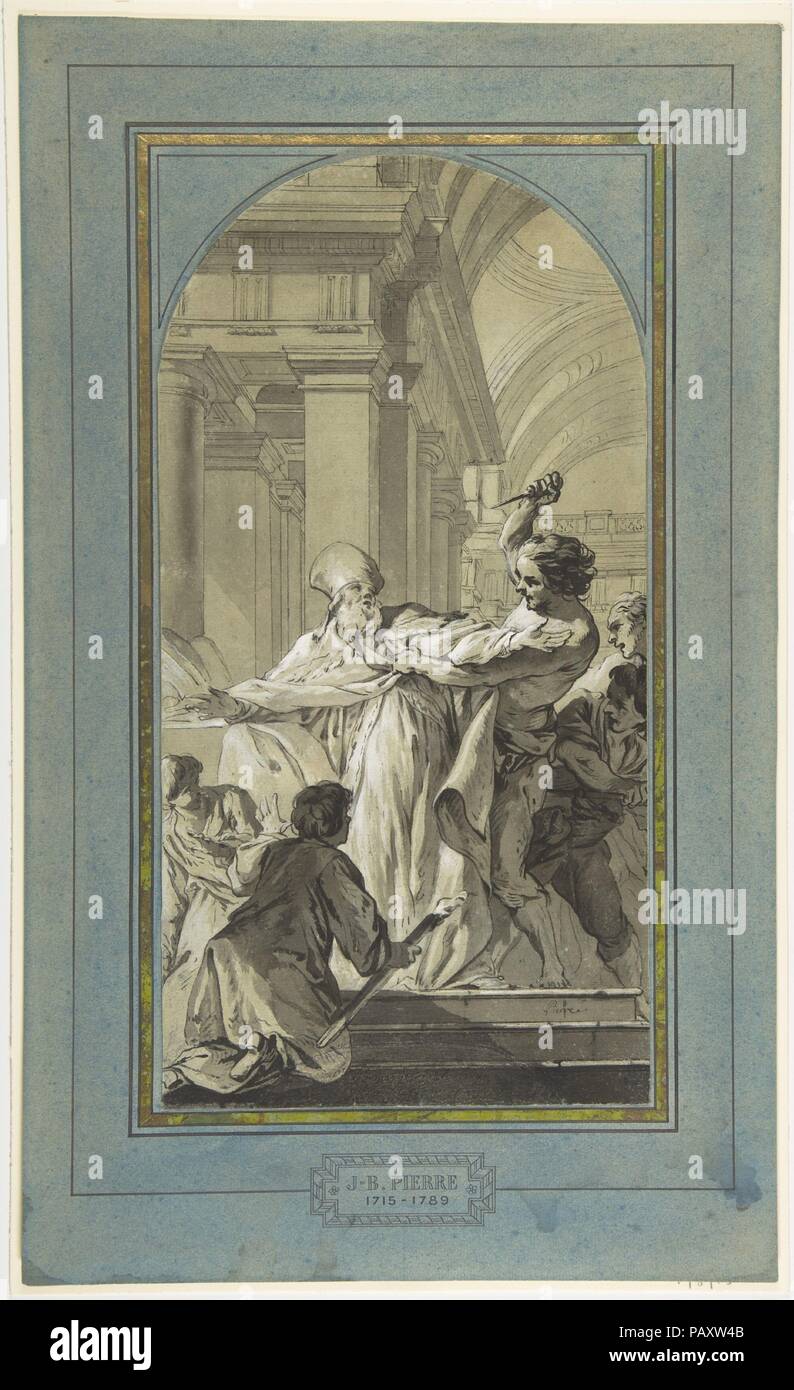 The Martyrdom of St. Thomas Becket, Archbishop of Canterbury. Artist: Jean-Baptiste Marie Pierre (French, Paris 1714-1789 Paris). Dimensions: 13 7/8 x 7 1/8 in. (35.2 x 18.1 cm) (arched top). Date: ca. 1748. Museum: Metropolitan Museum of Art, New York, USA. Stock Photo