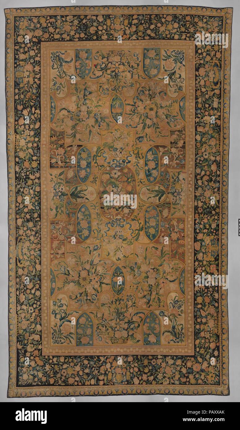 Carpet (tapis). Culture: French, Paris. Dimensions: Overall: H. 251-15/16 x  W. 143-11/16 in. (647.7 x 365 cm). Manufactory: Savonnerie Manufactory  (Manufactory, established 1626; Manufacture Royale, established 1663).  Date: third quarter 17th century.