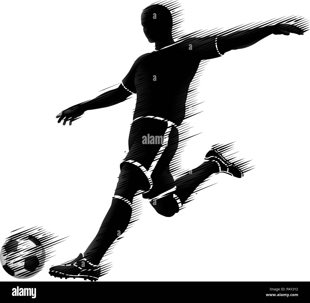 Soccer Football Player Sports Silhouette Concept Stock Vector