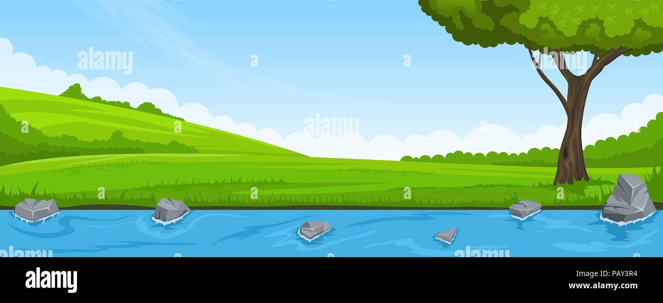 Summer landscape. Riverbank and tree Stock Vector Image & Art Alamy