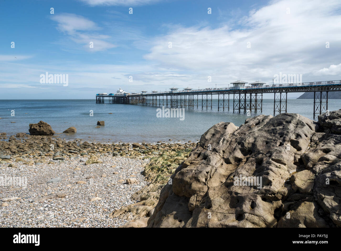 The historic Victorian pier at Llandudno on the coast of North Wales, UK. Stock Photo
