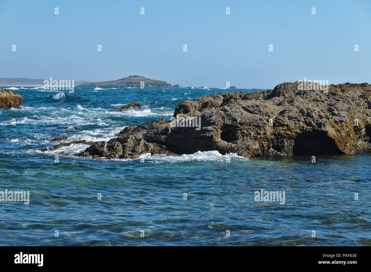 Pessegueiro Island, rocks and cliffs in Porto Covo. Alentejo, Portugal Stock Photo