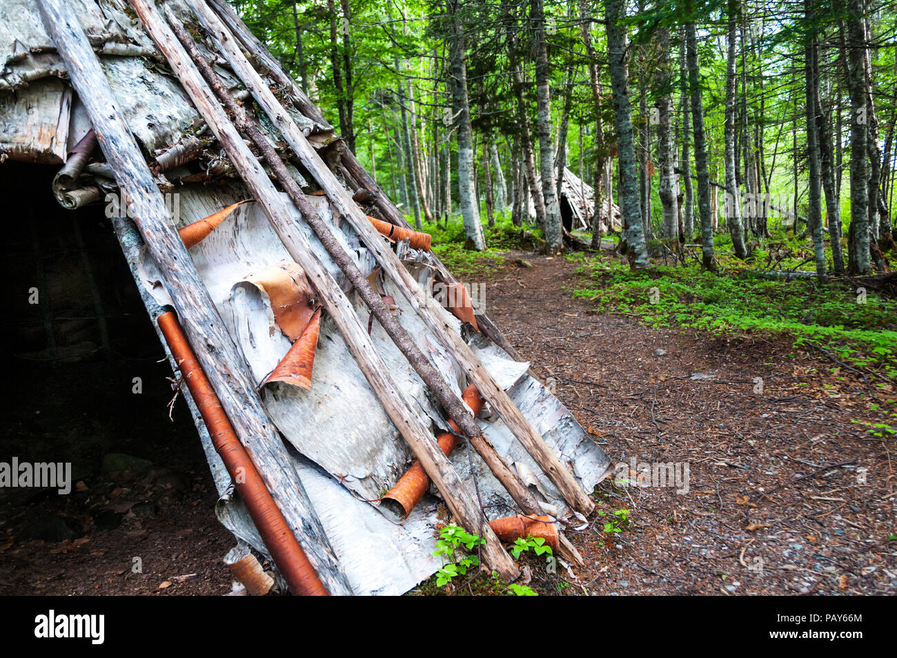 Reconstructed Beothuk winter camp at Red Indian Lake, Newfoundland