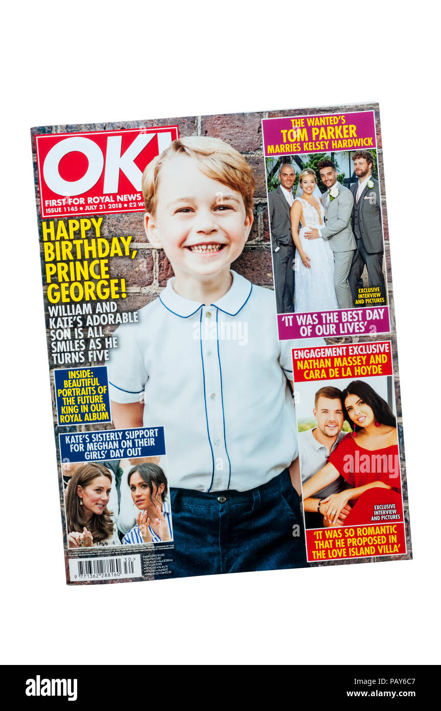 A July 2018 copy of OK! magazine. specialising in royal and celebrity news and gossip. Stock Photo