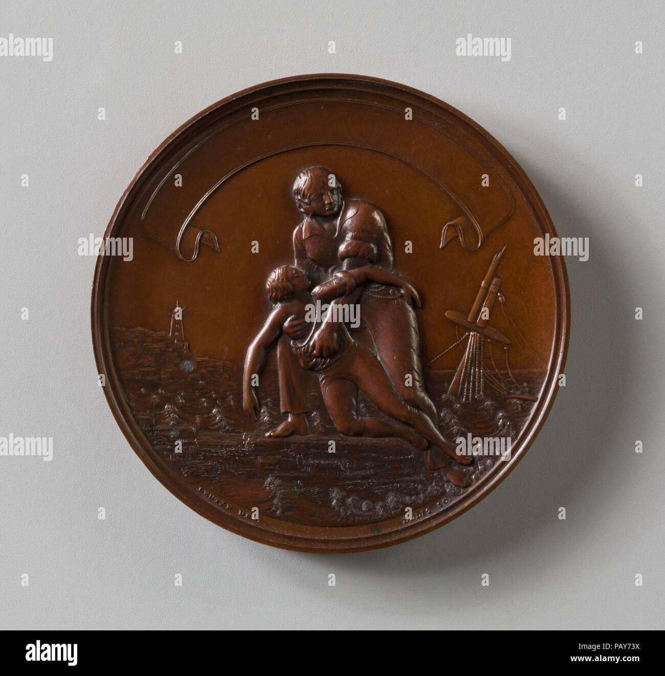 The 'Shipwreck Medal'. Culture: American. Dimensions: Diam. 2 5/8 in. (6.7 cm). Maker: Salathiel Ellis (1803-1879). Date: 1845-57. Museum: Metropolitan Museum of Art, New York, USA. Stock Photo