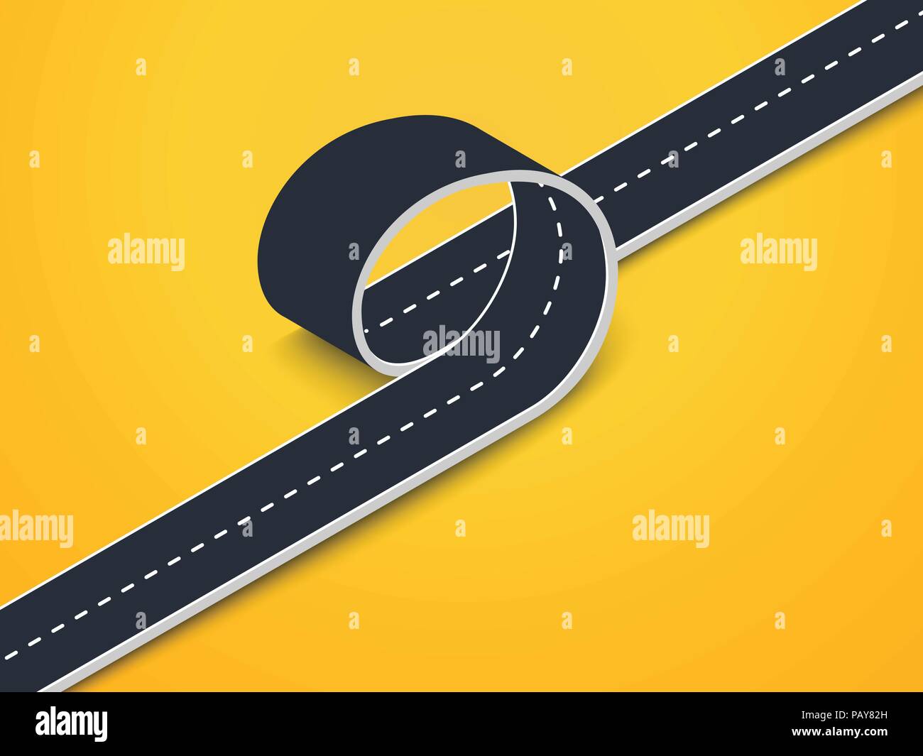 Road Loop Isometric View. Winding 3D Road on a Colorful Background. Vector EPS 10 Stock Vector