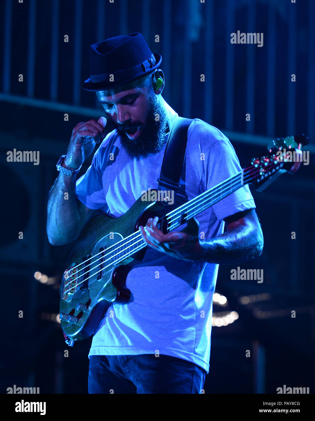 WEST PALM BEACH, FL AUGUST 14 Ben Kenney of Incubus performs at The