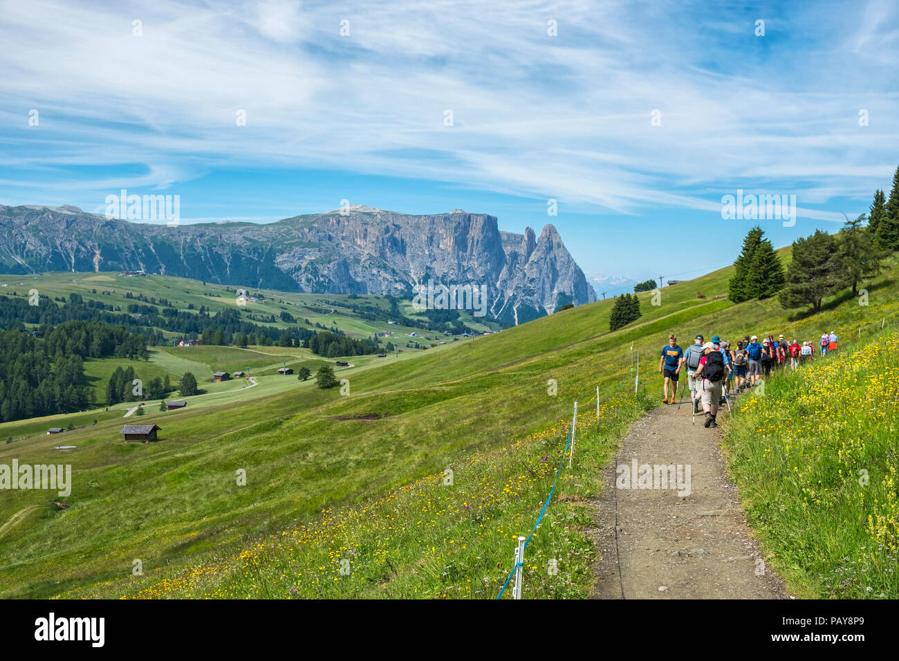 Aerial view group people hiking hi-res stock photography and images - Alamy