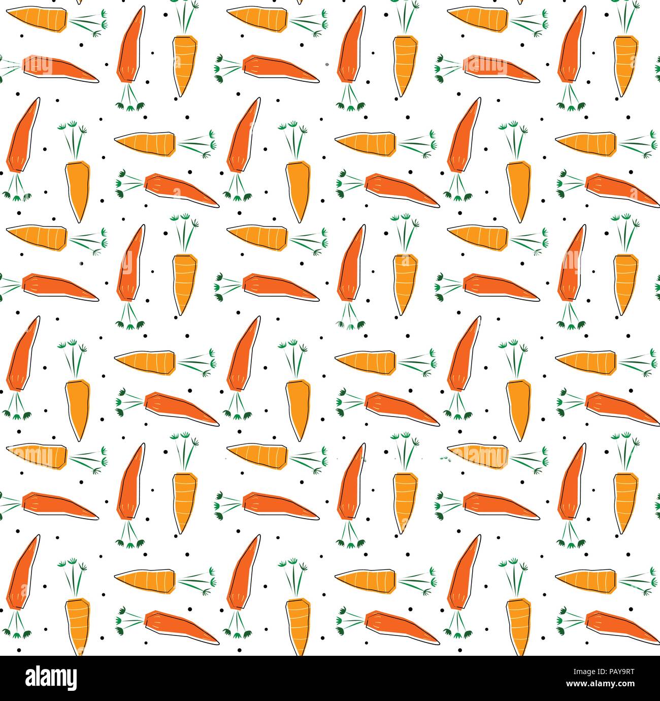 hand drawn cute carrot pattern seamless for background Stock Vector