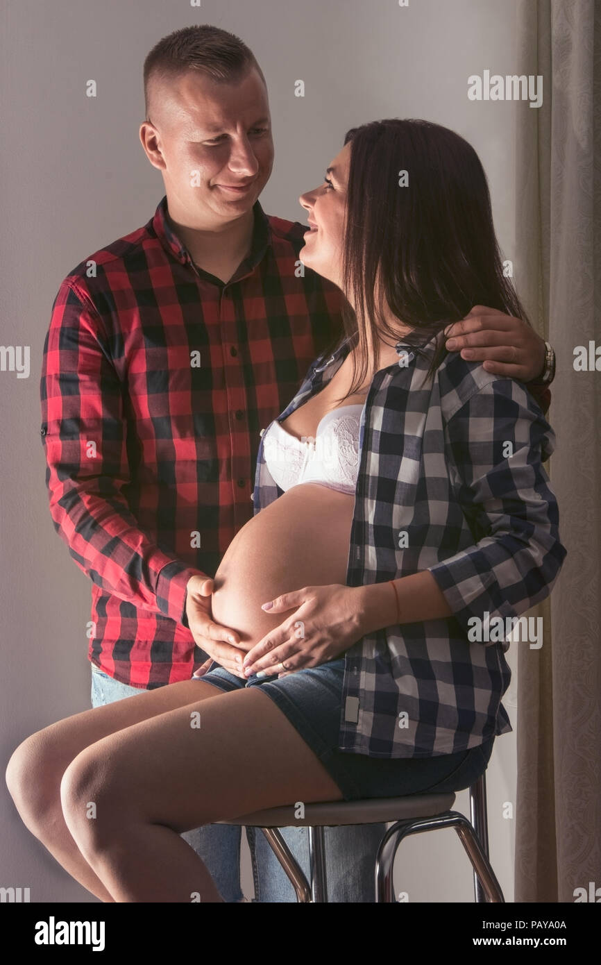 Young happy couple waiting for their first child Stock Photo