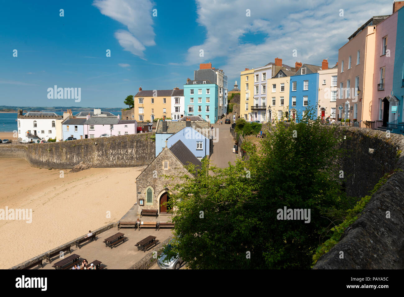 The pretty seaside town of Tenby, Pembrokeshire, Wales, UK. Colourful