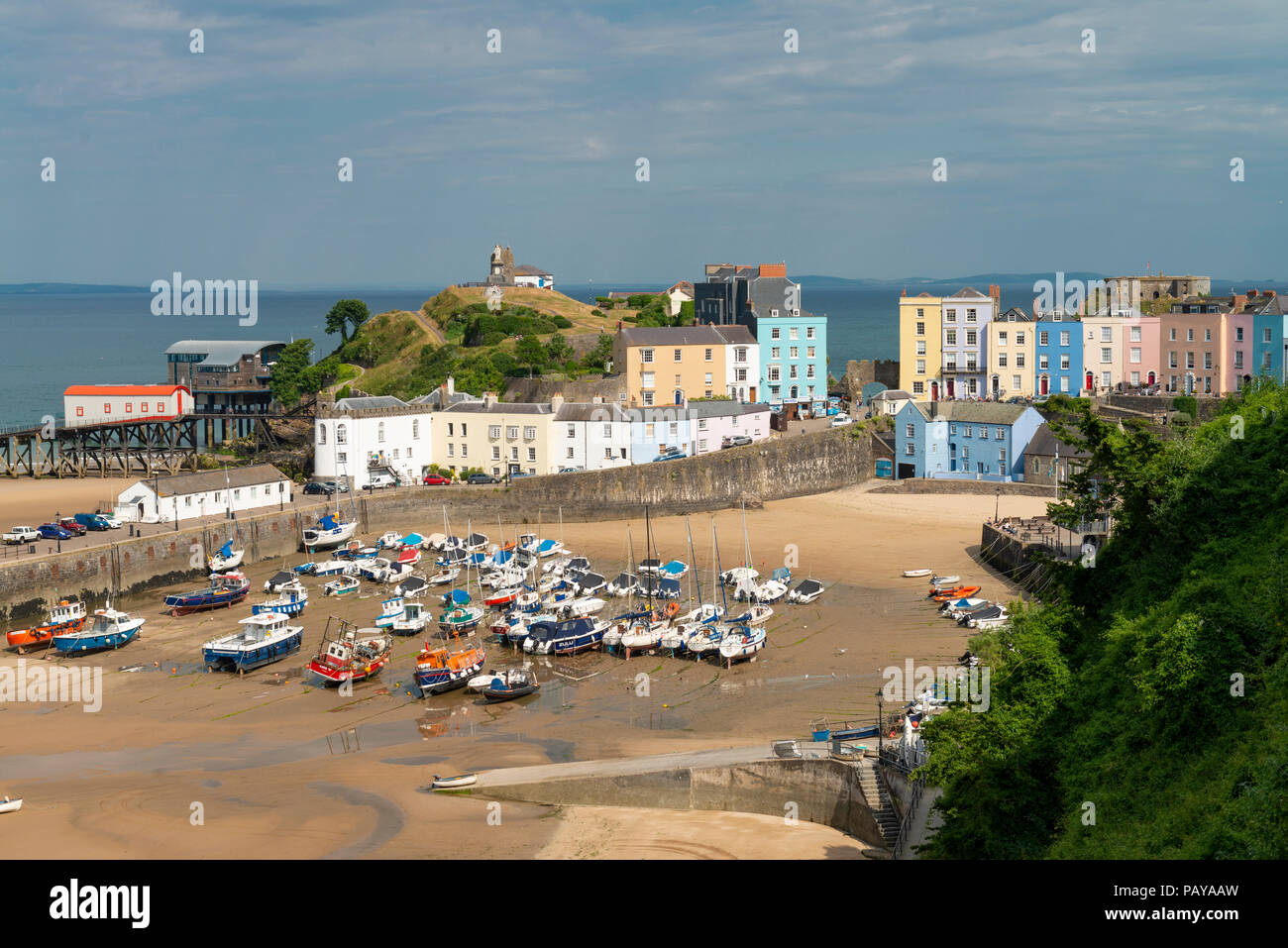 The pretty seaside town of Tenby, Pembrokeshire, Wales, UK. Colourful