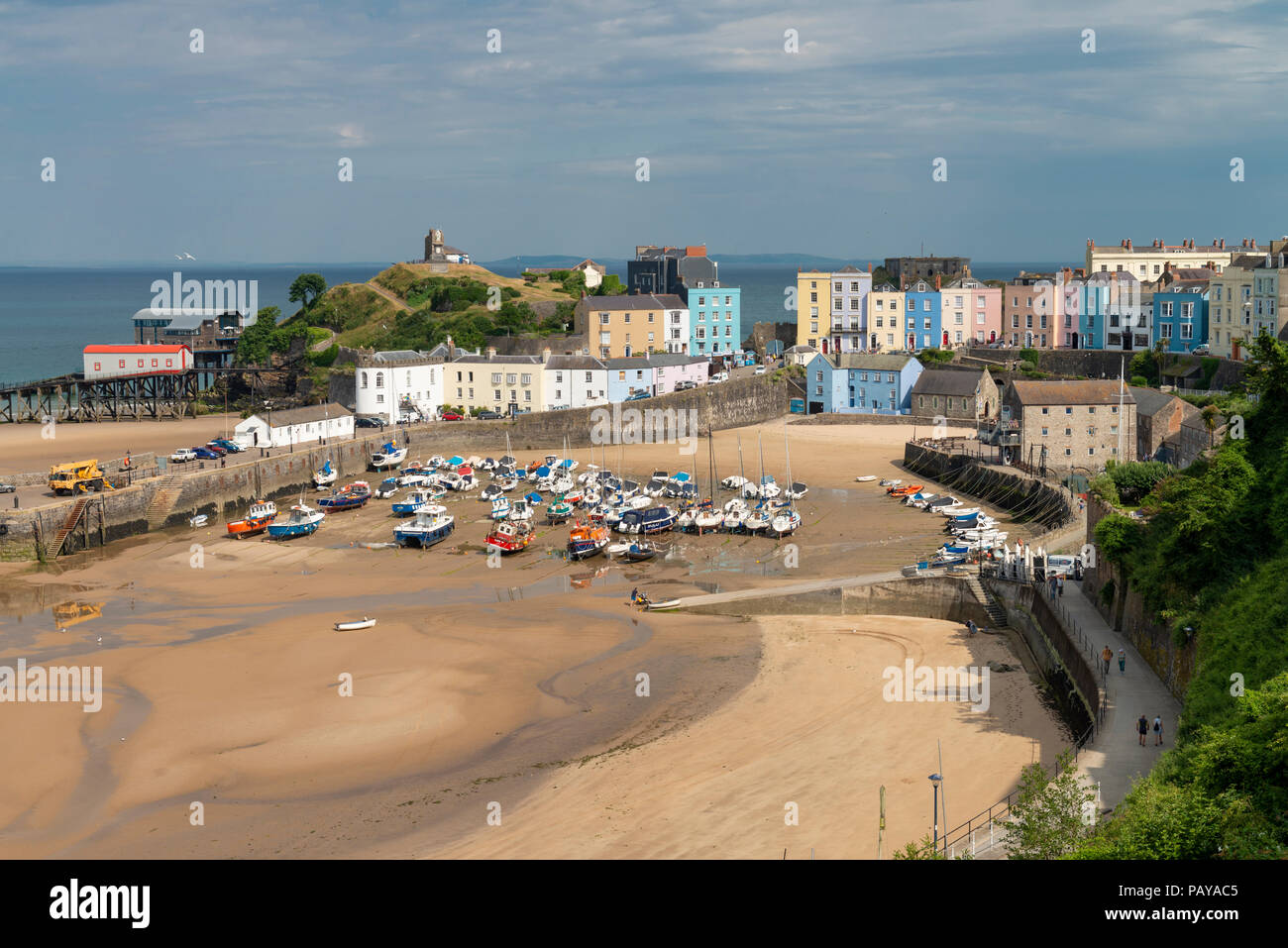 The pretty seaside town of Tenby, Pembrokeshire, Wales, UK. Colourful