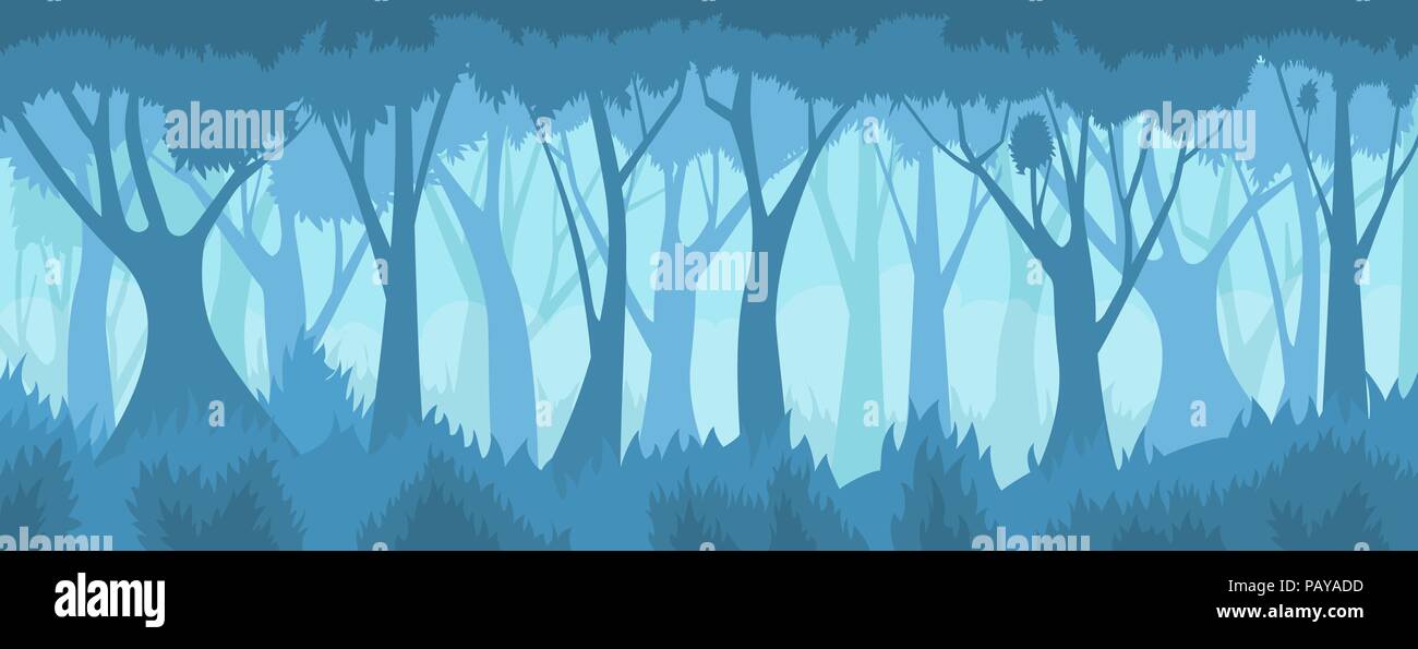 Foggy forest. Vector landscape. Stock Vector