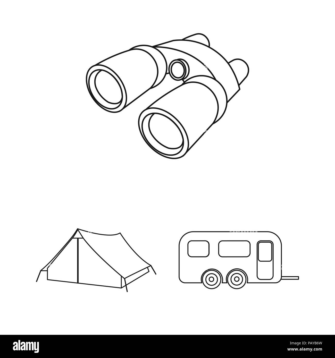 Rest in the camping outline icons in set collection for design. Camping ...