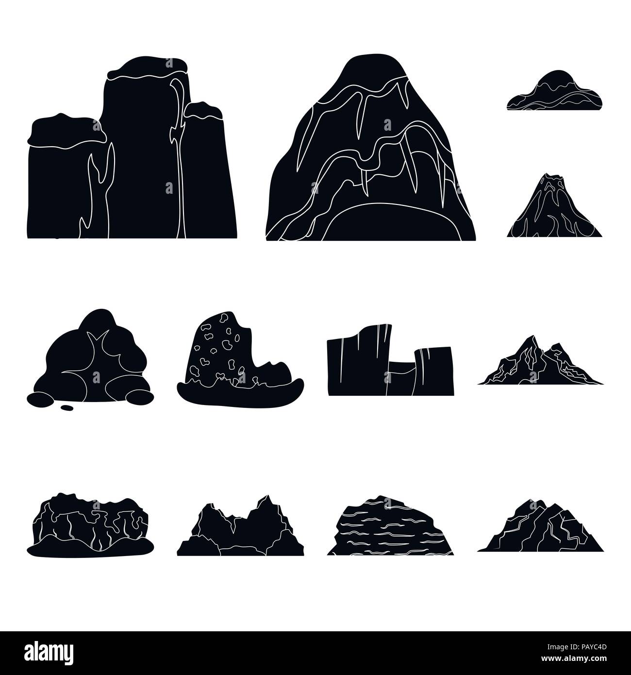Different mountains black icons in set collection for design.Mountains ...