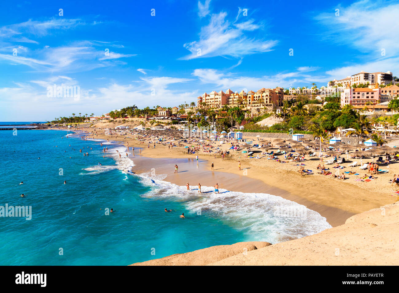 Summer Holiday On El Duque Beach In Tenerife Famous Adeje Coast On Canary Island Spain Stock Photo Alamy
