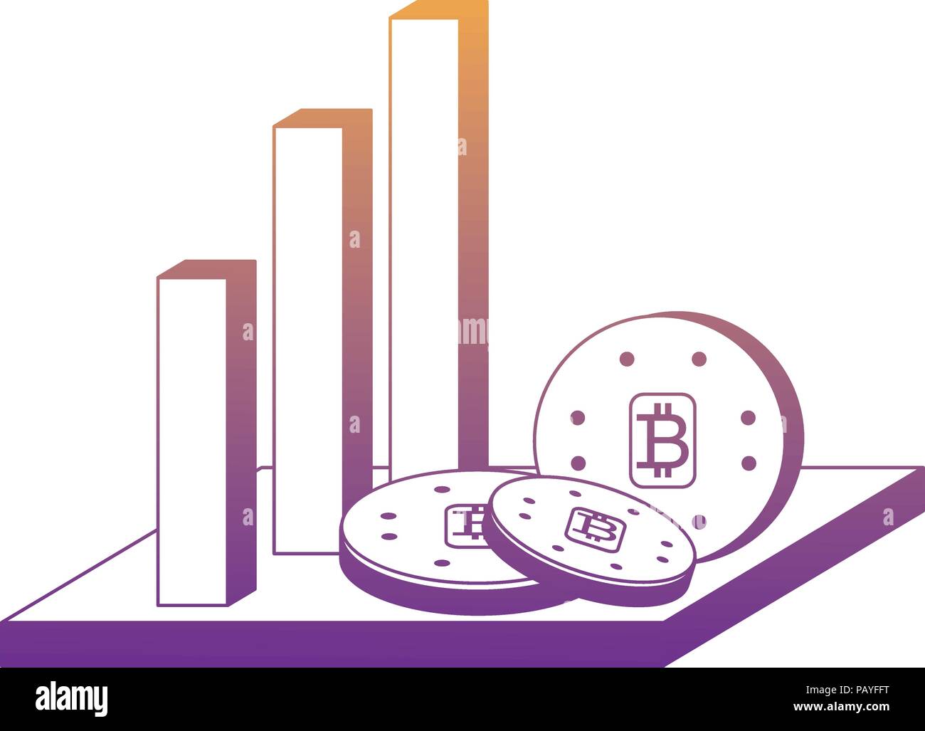 bar chart and cryptocoins  icon over white background, vector illustration Stock Vector