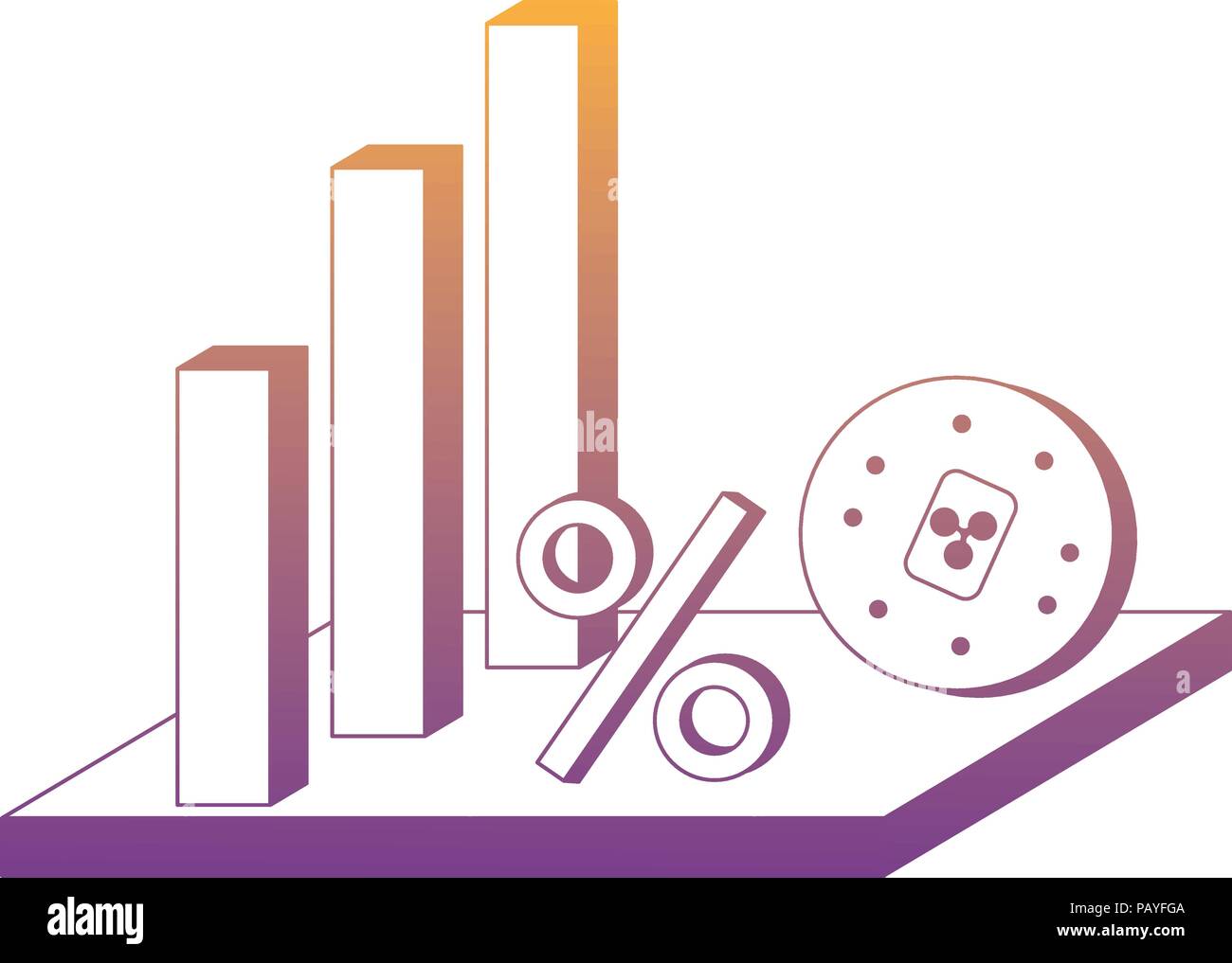 bar chart and cryptocoins  icon over white background, vector illustration Stock Vector