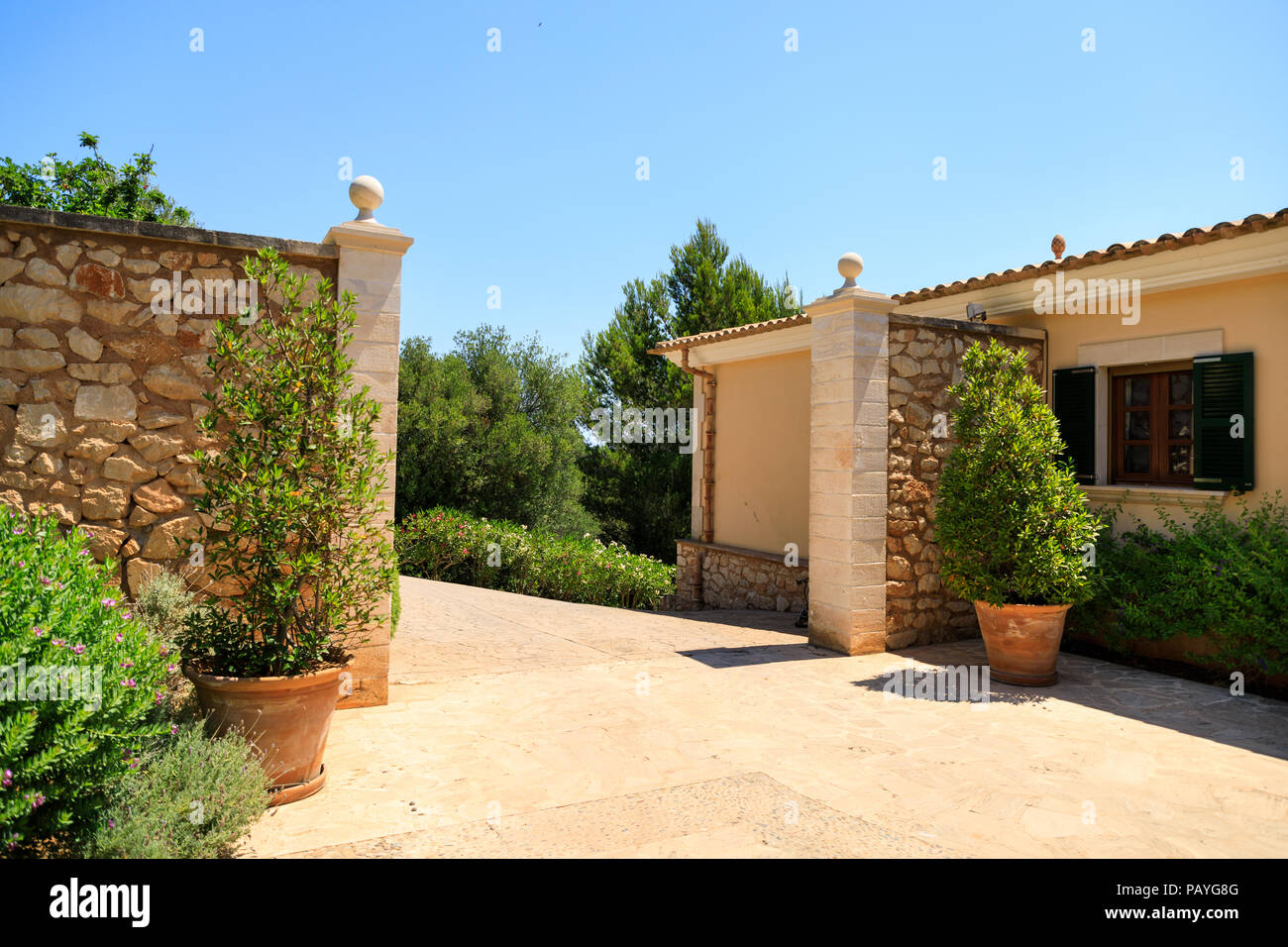 Courtyard of the house in summer Stock Photo Alamy